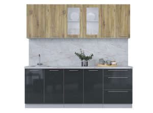ГОТОВАЯ КУХНЯ ПЛАСТИК 2,2Б (ДУБ ЭПОКСИД/ АНТРАЦИТ)