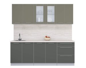 ГОТОВАЯ КУХНЯ ПЛАСТИК 2,2Б (КВАРЦЕВЫЙ/ ШТОРМ)