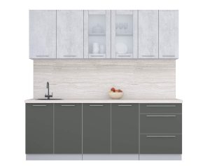 ГОТОВАЯ КУХНЯ ПЛАСТИК 2,2Б (ОКСИД СВЕТЛЫЙ/ ШТОРМ)