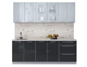 ГОТОВАЯ КУХНЯ ПЛАСТИК 2,2Б (ТУМАННЫЙ ГЛЯНЕЦ/ АНТРАЦИТ)