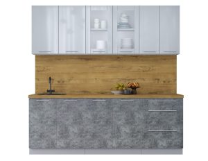 ГОТОВАЯ КУХНЯ ПЛАСТИК 2,2Б (ТУМАННЫЙ ГЛЯНЕЦ/ МРАМОР)