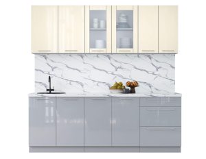 ГОТОВАЯ КУХНЯ ПЛАСТИК 2,2Б (ВАНИЛЬ ГЛЯНЕЦ/ ТУМАННЫЙ ГЛЯНЕЦ)