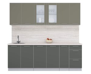 ГОТОВАЯ КУХНЯ ПЛАСТИК 2,3Б (КВАРЦЕВЫЙ/ ШТОРМ)