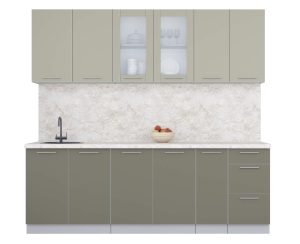 ГОТОВАЯ КУХНЯ ПЛАСТИК 2,3Б (ЛАТТЕ/ КВАРЦЕВЫЙ)