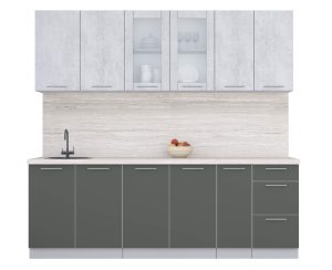 ГОТОВАЯ КУХНЯ ПЛАСТИК 2,3Б (ОКСИД СВЕТЛЫЙ/ ШТОРМ)