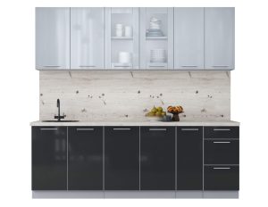 ГОТОВАЯ КУХНЯ ПЛАСТИК 2,3Б (ТУМАННЫЙ ГЛЯНЕЦ/ АНТРАЦИТ)