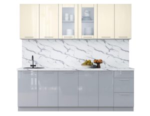 ГОТОВАЯ КУХНЯ ПЛАСТИК 2,3Б (ВАНИЛЬ ГЛЯНЕЦ/ ТУМАННЫЙ ГЛЯНЕЦ)