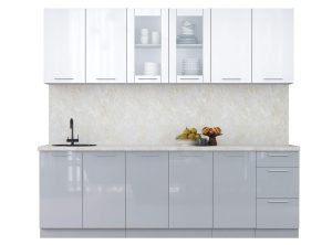 ГОТОВАЯ КУХНЯ ПЛАСТИК 2,4Б (БЕЛЫЙ ГЛЯНЕЦ/ ТУМАННЫЙ ГЛЯНЕЦ)