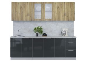 ГОТОВАЯ КУХНЯ ПЛАСТИК 2,4Б (ДУБ ЭПОКСИД/ АНТРАЦИТ)