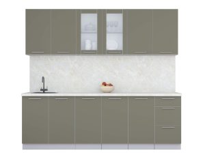 ГОТОВАЯ КУХНЯ ПЛАСТИК 2,4Б (КВАРЦЕВЫЙ/ КВАРЦЕВЫЙ)