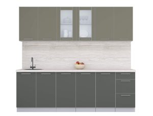 ГОТОВАЯ КУХНЯ ПЛАСТИК 2,4Б (КВАРЦЕВЫЙ/ ШТОРМ)