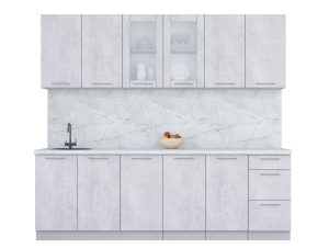 ГОТОВАЯ КУХНЯ ПЛАСТИК 2,4Б (ОКСИД СВЕТЛЫЙ/ ОКСИД СВЕТЛЫЙ)