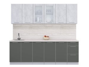 ГОТОВАЯ КУХНЯ ПЛАСТИК 2,4Б (ОКСИД СВЕТЛЫЙ/ ШТОРМ)