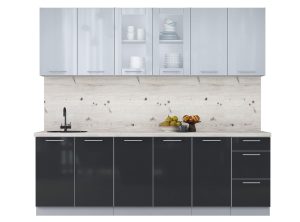 ГОТОВАЯ КУХНЯ ПЛАСТИК 2,4Б (ТУМАННЫЙ ГЛЯНЕЦ/ АНТРАЦИТ)