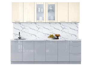 ГОТОВАЯ КУХНЯ ПЛАСТИК 2,4Б (ВАНИЛЬ ГЛЯНЕЦ/ ТУМАННЫЙ ГЛЯНЕЦ)