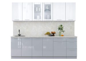 ГОТОВАЯ КУХНЯ ПЛАСТИК 2,5Б (БЕЛЫЙ ГЛЯНЕЦ/ ТУМАННЫЙ ГЛЯНЕЦ)