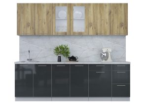 ГОТОВАЯ КУХНЯ ПЛАСТИК 2,5Б (ДУБ ЭПОКСИД/ АНТРАЦИТ)