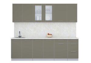 ГОТОВАЯ КУХНЯ ПЛАСТИК 2,5Б (КВАРЦЕВЫЙ/ КВАРЦЕВЫЙ)