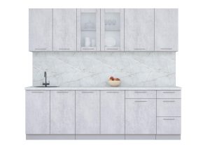 ГОТОВАЯ КУХНЯ ПЛАСТИК 2,5Б (ОКСИД СВЕТЛЫЙ/ ОКСИД СВЕТЛЫЙ)