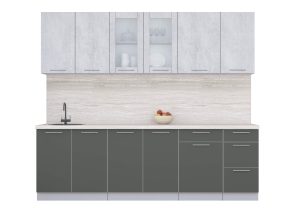 ГОТОВАЯ КУХНЯ ПЛАСТИК 2,5Б (ОКСИД СВЕТЛЫЙ/ ШТОРМ)