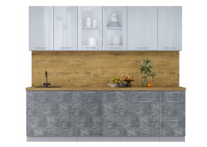 ГОТОВАЯ КУХНЯ ПЛАСТИК 2,5Б (ТУМАННЫЙ ГЛЯНЕЦ/ МРАМОР)