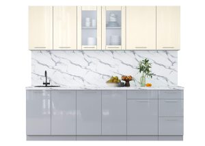 ГОТОВАЯ КУХНЯ ПЛАСТИК 2,5Б (ВАНИЛЬ ГЛЯНЕЦ/ ТУМАННЫЙ ГЛЯНЕЦ)