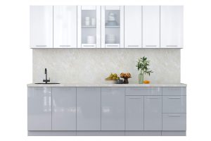 ГОТОВАЯ КУХНЯ ПЛАСТИК 2,6Б (БЕЛЫЙ ГЛЯНЕЦ/ ТУМАННЫЙ ГЛЯНЕЦ)