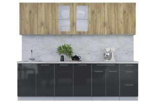 ГОТОВАЯ КУХНЯ ПЛАСТИК 2,6Б (ДУБ ЭПОКСИД/ АНТРАЦИТ )