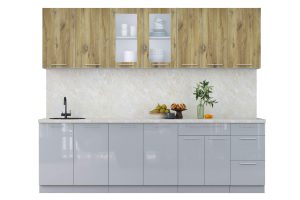 ГОТОВАЯ КУХНЯ ПЛАСТИК 2,6Б (ДУБ ЭПОКСИД/ ТУМАННЫЙ ГЛЯНЕЦ)