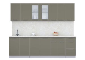 ГОТОВАЯ КУХНЯ ПЛАСТИК 2,6Б (КВАРЦЕВЫЙ/ КВАРЦЕВЫЙ)