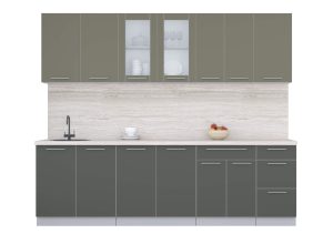ГОТОВАЯ КУХНЯ ПЛАСТИК 2,6Б (КВАРЦЕВЫЙ/ ШТОРМ)
