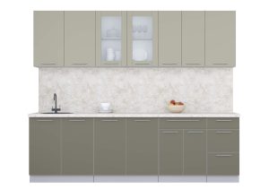ГОТОВАЯ КУХНЯ ПЛАСТИК 2,6Б (ЛАТТЕ/ КВАРЦЕВЫЙ)