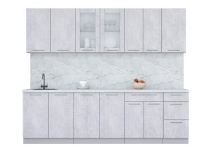 ГОТОВАЯ КУХНЯ ПЛАСТИК 2,6Б (ОКСИД СВЕТЛЫЙ/ ОКСИД СВЕТЛЫЙ)