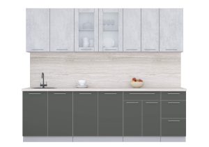 ГОТОВАЯ КУХНЯ ПЛАСТИК 2,6Б (ОКСИД СВЕТЛЫЙ/ ШТОРМ)