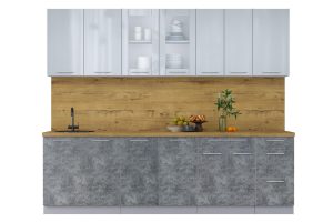 ГОТОВАЯ КУХНЯ ПЛАСТИК 2,6Б (ТУМАННЫЙ ГЛЯНЕЦ/ МРАМОР)