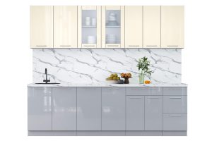 ГОТОВАЯ КУХНЯ ПЛАСТИК 2,6Б (ВАНИЛЬ ГЛЯНЕЦ/ ТУМАННЫЙ ГЛЯНЕЦ)