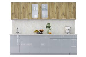 ГОТОВАЯ КУХНЯ ПЛАСТИК 2,7Б (ДУБ ЭПОКСИД/ ТУМАННЫЙ ГЛЯНЕЦ)