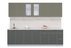 ГОТОВАЯ КУХНЯ ПЛАСТИК 2,7Б (КВАРЦЕВЫЙ/ ШТОРМ)