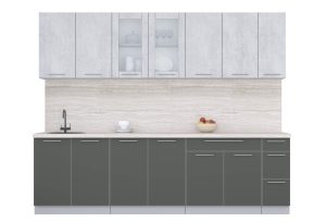 ГОТОВАЯ КУХНЯ ПЛАСТИК 2,7Б (ОКСИД СВЕТЛЫЙ/ ШТОРМ)