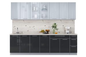 ГОТОВАЯ КУХНЯ ПЛАСТИК 2,7Б (ТУМАННЫЙ ГЛЯНЕЦ/ АНТРАЦИТ)