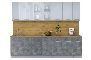 ГОТОВАЯ КУХНЯ ПЛАСТИК 2,7Б (ТУМАННЫЙ ГЛЯНЕЦ/ МРАМОР)