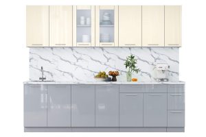 ГОТОВАЯ КУХНЯ ПЛАСТИК 2,7Б (ВАНИЛЬ ГЛЯНЕЦ/ ТУМАННЫЙ ГЛЯНЕЦ)