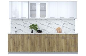 ГОТОВАЯ КУХНЯ ПЛАСТИК 2,8Б (БЕЛЫЙ ГЛЯНЕЦ/ ДУБ ЭПОКСИД)