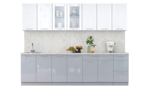 ГОТОВАЯ КУХНЯ ПЛАСТИК 2,8Б (БЕЛЫЙ ГЛЯНЕЦ/ ТУМАННЫЙ ГЛЯНЕЦ)