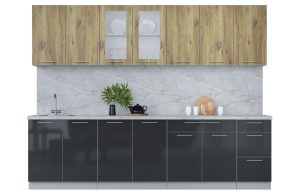 ГОТОВАЯ КУХНЯ ПЛАСТИК 2,8Б (ДУБ ЭПОКСИД/ АНТРАЦИТ)