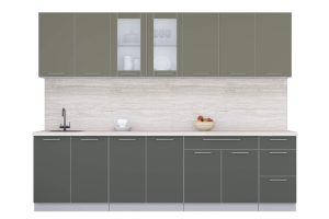 ГОТОВАЯ КУХНЯ ПЛАСТИК 2,8Б (КВАРЦЕВЫЙ/ ШТОРМ)