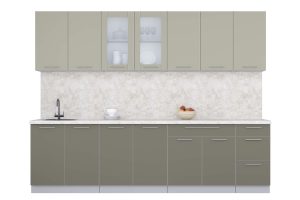 ГОТОВАЯ КУХНЯ ПЛАСТИК 2,8Б (ЛАТТЕ/ КВАРЦЕВЫЙ)