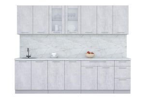 ГОТОВАЯ КУХНЯ ПЛАСТИК 2,8Б (ОКСИД СВЕТЛЫЙ/ ОКСИД СВЕТЛЫЙ)