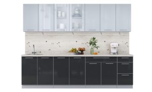 ГОТОВАЯ КУХНЯ ПЛАСТИК 2,8Б (ТУМАННЫЙ ГЛЯНЕЦ/ АНТРАЦИТ)