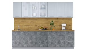 ГОТОВАЯ КУХНЯ ПЛАСТИК 2,8Б (ТУМАННЫЙ ГЛЯНЕЦ/ МРАМОР)